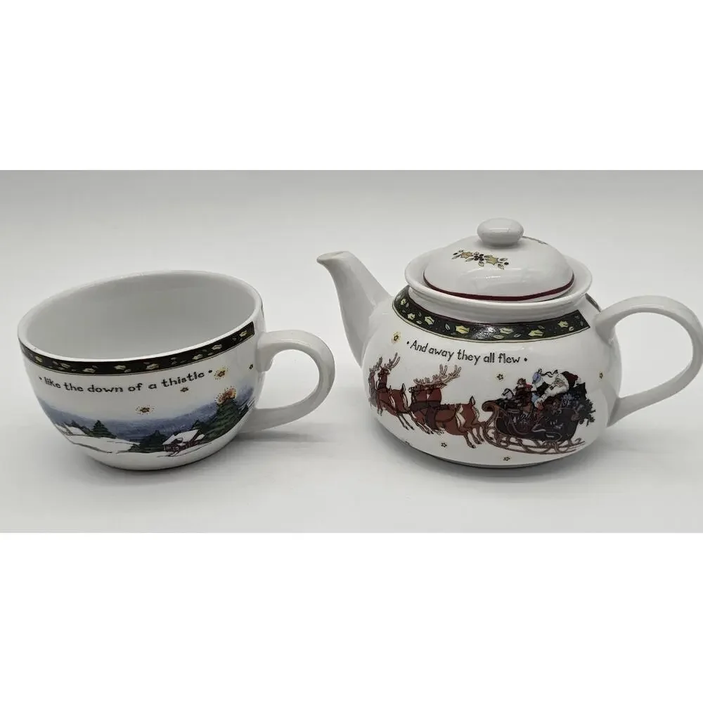 Portmeirion A Christmas Story Tea for One Porcelain Tea Pot & Cup Set No Box